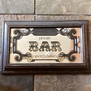 Glass/Mirror and Wood Private Bar Sign